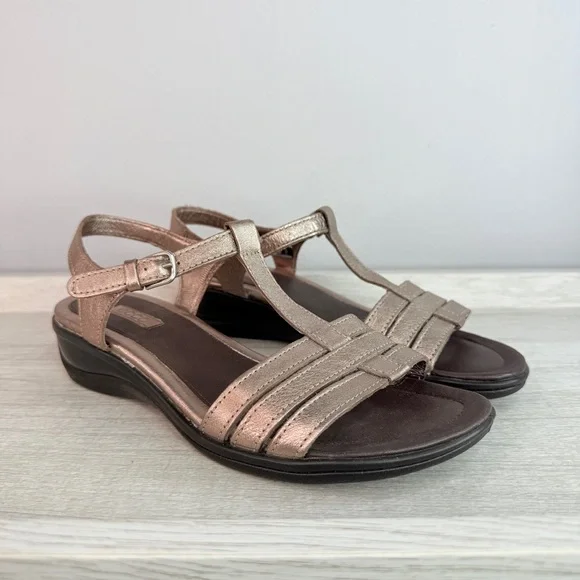 NWOT! Ecco pewter leather strappy sandals size 38 - Picture 10 of 12
